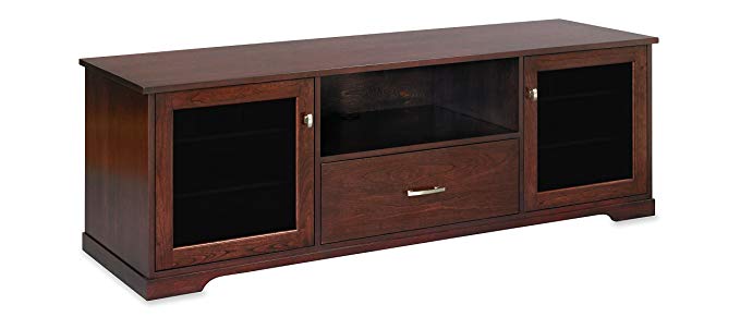 Horizon EX 72-inch American Solid Wood Media Console / TV Stand / AV Cabinet for Most Flat Screen TVs to 80” (Center Speaker Shelf and Media Drawer) (Espresso on Cherry)