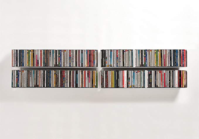 TEEbooks - DVD & CD shelves - Set of 4 - STEEL - RED - 23,6