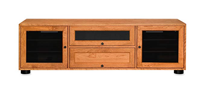 Majestic EX 70-inch American Solid Wood Media Console/TV Stand/AV Cabinet for Most Flat Screen TVs to 75” (Sunrise on Cherry, Black HW)