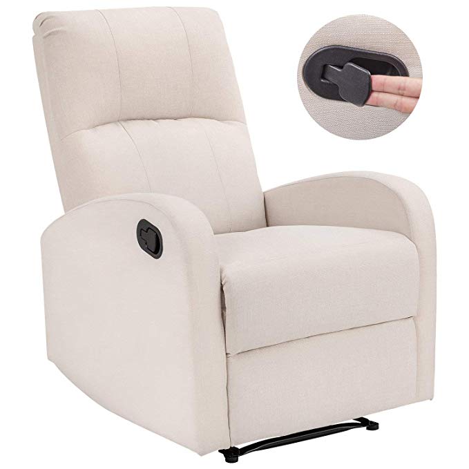 Homall Recliner Chair White Tufted Fabric Home Theater Seating Modern Chaise Couch Lounger Sofa Seat (White)