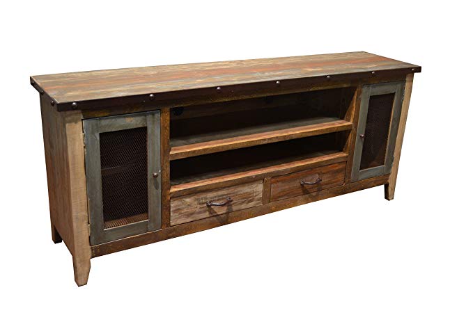 Crafters & Weavers 76 Inch Antique Finish TV Stand Media Console