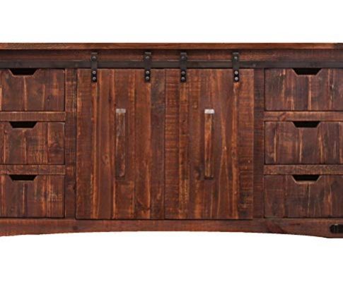 Anton Natural Wood 70″ Wide Rustic Sliding Barn Door Console Review