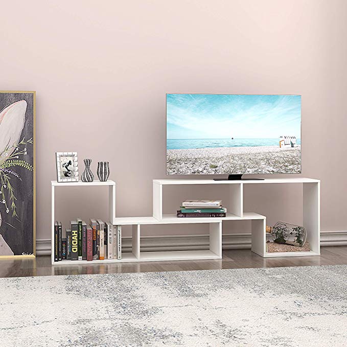 DEVAISE Wood TV Stand Console,2 Pieces Bookcase/Bookshelf(0.59