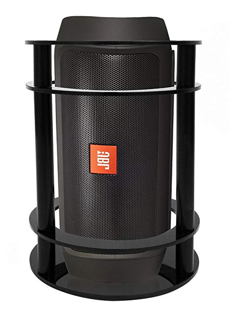 FitSand Speaker Stand Guard Station for JBL Charge 2+ Splashproof Portable Bluetooth Speaker - Enhanced Strength and Stability to Protect Alexa Boom Speaker (Black)