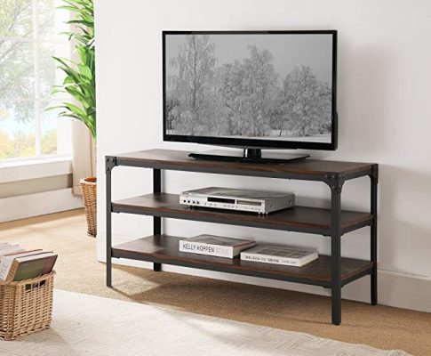 Kings Brand Antique Finish TV Stand Shelves, Black/Walnut Review