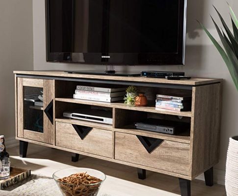 TV Stand in Light Brown Finish Review