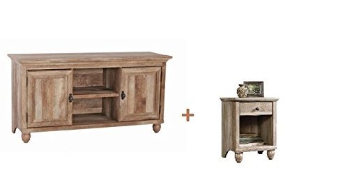 ‘Better Homes and Garden Crossmill Collection TV Stand Buffet for TVs up to 65″ With 3 Adjustable Shelves Weathered + Crossmill Accent Table Weathered Review