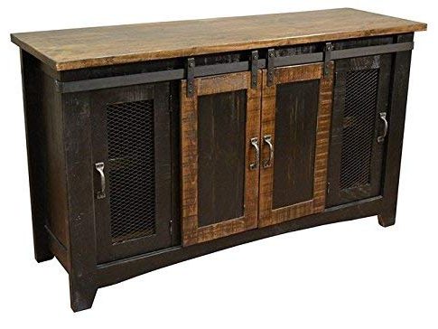 Anton Black Finish 80″ Rustic Sliding Barn Door TV Stand Console Review