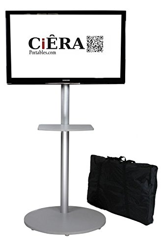 CiERA EZ StandTall ONE Portable TV Stand with Padded Carrying Case and Shelf for 28-70 Inch TV's - Silver
