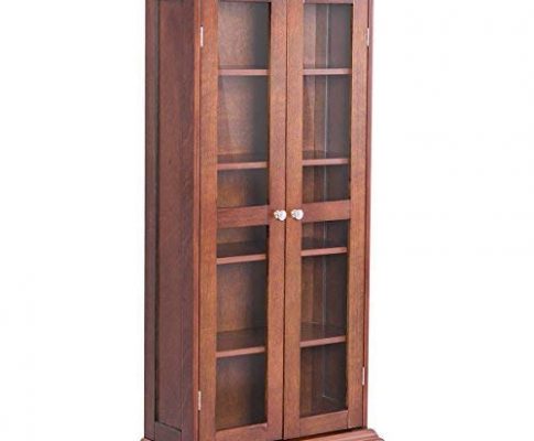 TANGKULA CD&DVD Cabinet 5 Shelves Elegant Multi-Functional Media Tower Storage with Tempered Glass Door Review