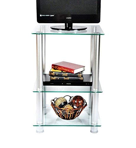 RTA Home and Office TVM-005 Extra Tall Glass and Aluminum LCD/Plasma TV Stand and Utility Table or End Table for a 20