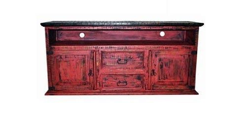2 Door 2 Drawer TV STAND Red Scraped Flat Screen Console Real Wood Review