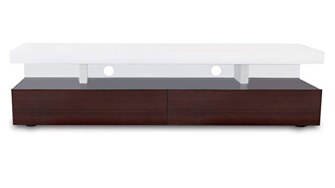 Zuri Furniture Dark Wood and White High Gloss Lacquer McIntosh 71 Inch TV Stand
