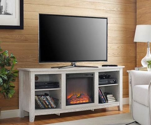 Fireplace TV Stand in White Finish Review
