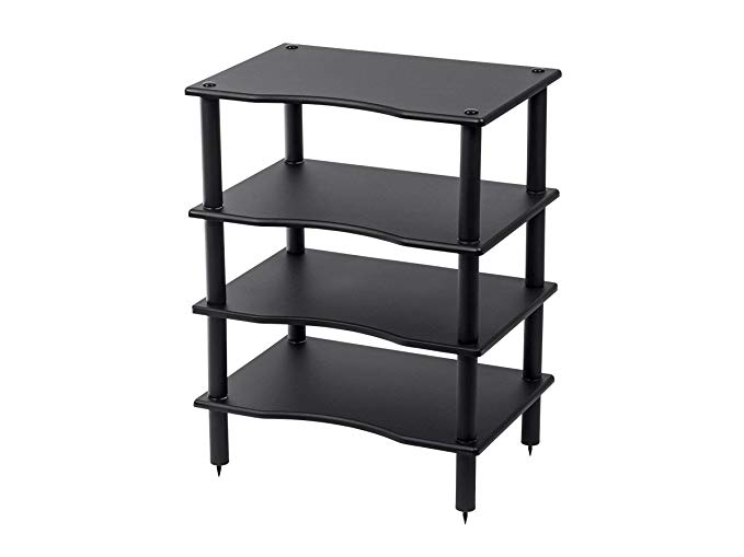 Monolith 4 Tier/Shelf Audio Stand - Black | Open Air Storage, Modular Design, Sturdy, Compatible with Bose, Polk, Sony, Yamaha, Pioneer and Others