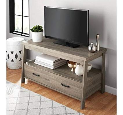 Mainstays Logan TV Stand For Flat Screen TVs up to 47″ and up to 50 lbs. (Rustic Oak) Review