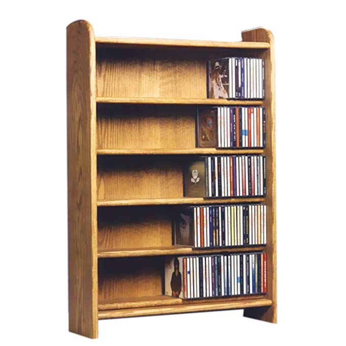 Cdracks Media Furniture Solid Oak 5 Shelf CD Cabinet Maximum Capacity 330 CD's Honey Finish