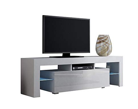 Concept Muebles TV Stand Milano 130 / Modern LED TV Cabinet/Living Room Furniture/Tv Console fit for up to 55″ Flat TV Screens/Capacity Tv Console for Modern Living Room (White & White) Review