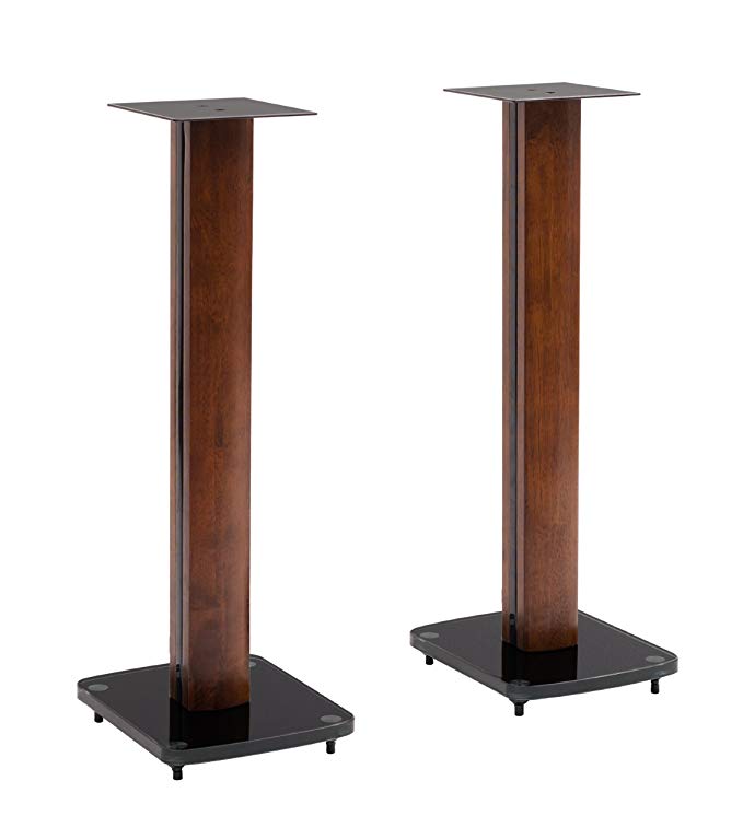 TransDeco Fixed Height Glass and Steel Speaker Stands, 30-Inch