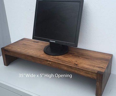 TV/Monitor Riser Stand Modern Rustic Style in Solid Albus Wood (38″W x 12″D x 7″H, Coffee)… Review