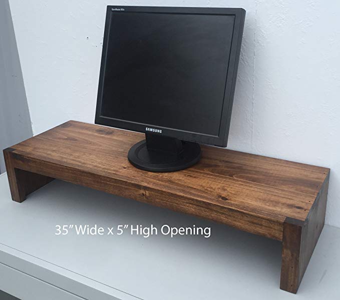 TV/Monitor Riser Stand Modern Rustic Style in Solid Albus Wood (38