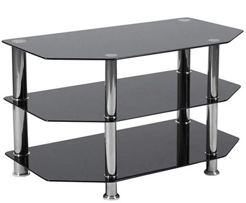 Flash Furniture North Beach Black Glass TV Stand with Stainless Steel Metal Frame Review