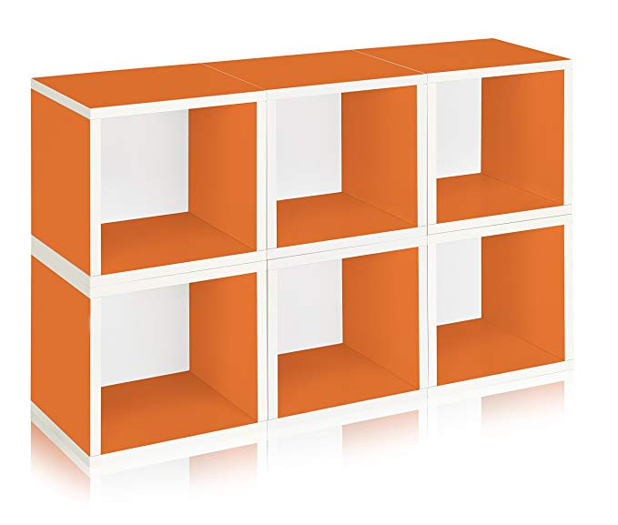 Way Basics Eco Stackable Modular Storage Cubes (Set of 6), Orange (made from sustainable non-toxic zBoard paperboard)